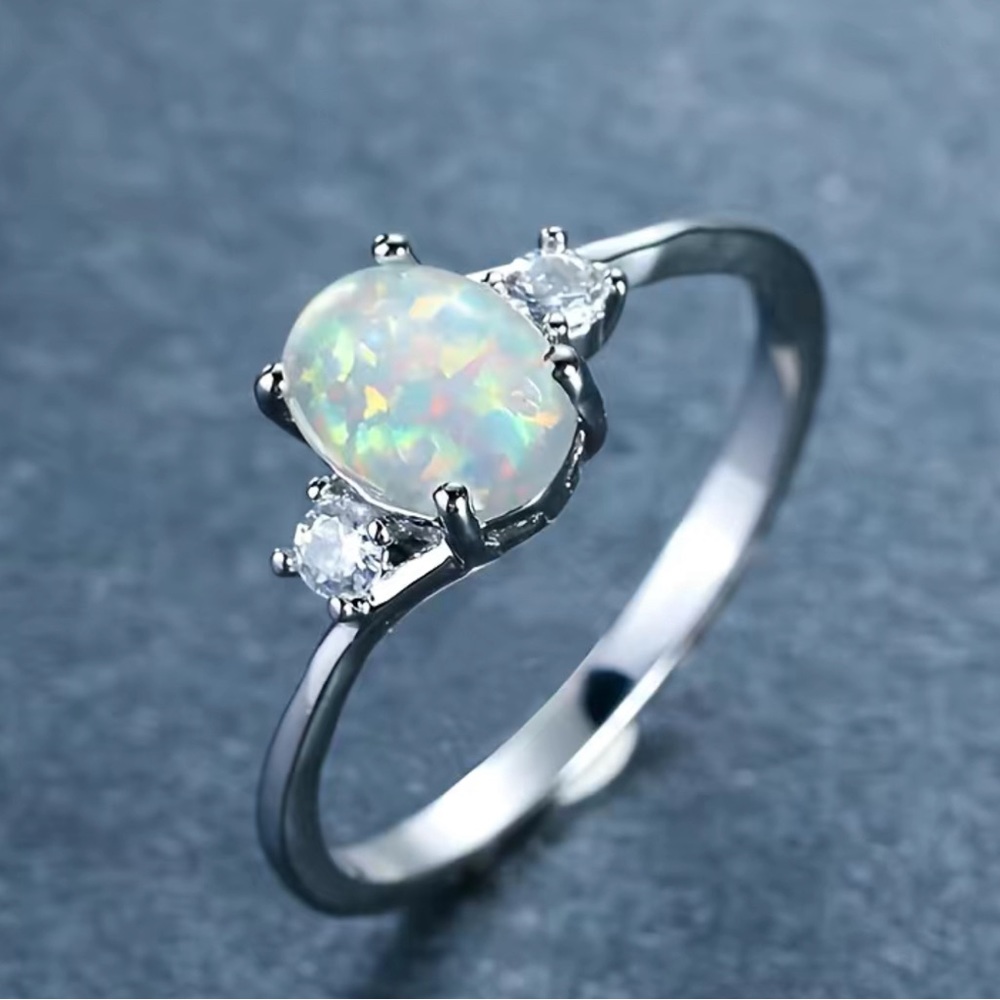 White Opal Stone Ring